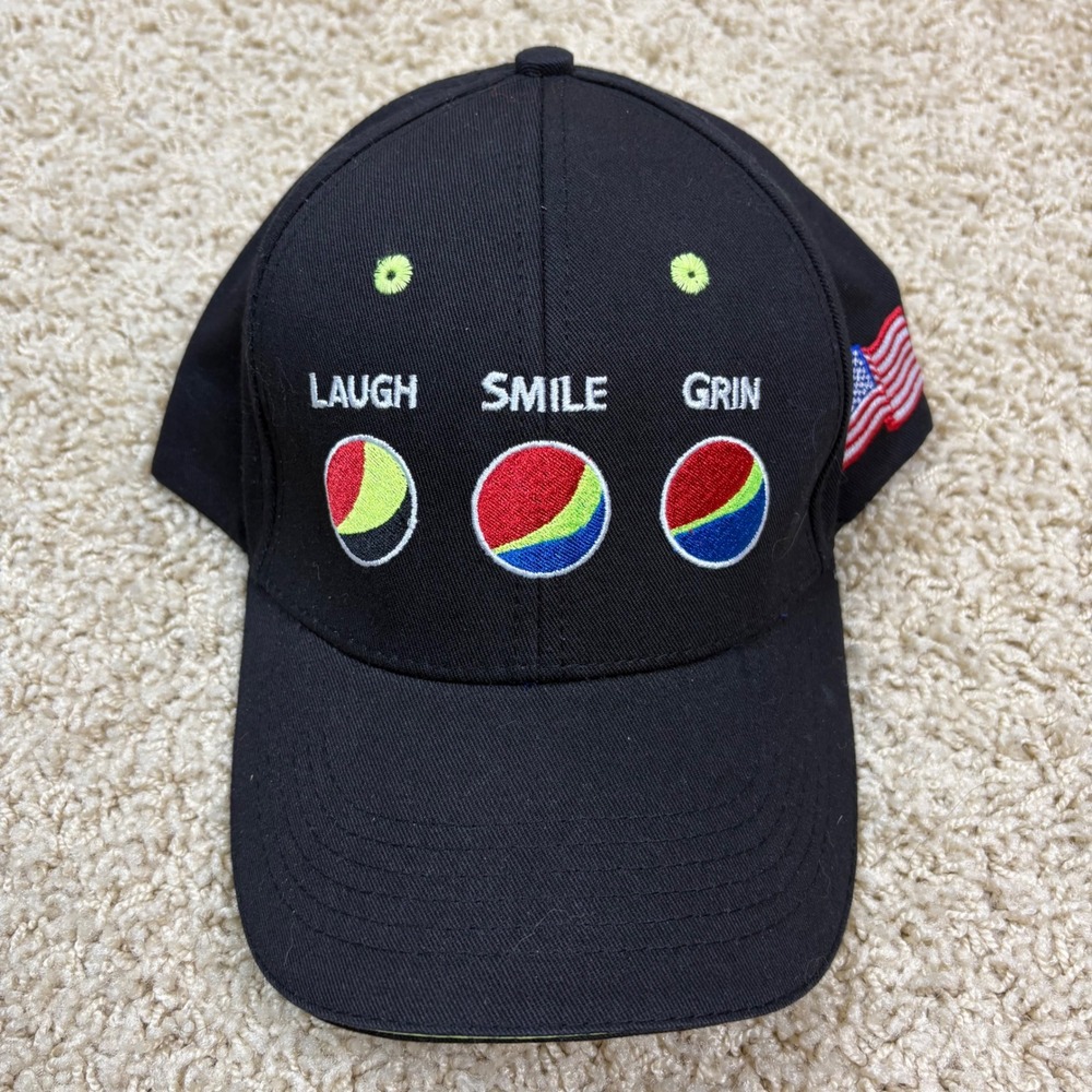 Pepsi Zone Zero Laugh Smile Grin Embroidered Baseball Cap Black Adjustable NWOT